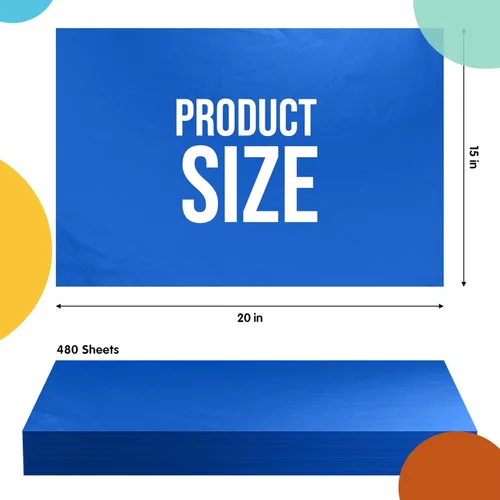 Miniatura 2 de Party Solids Papel de seda azul oscuro para bolsas de regalo, papel de seda a granel de 15 x 20 pulgadas, 480 hojas, papel de periódico de 10 libras
