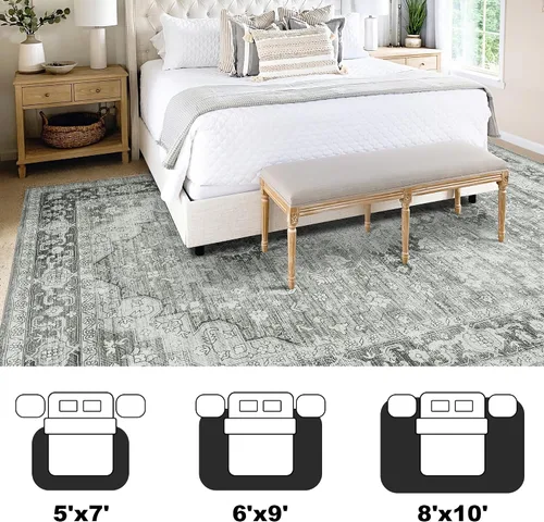 Miniatura 288 de Syalife 4x6 Alfombra Lavable para Área, Ultra Suave Antideslizante, Pila Baja, Alfombra Vintage Resistente a Manchas para Sala de Estar, Alfombra