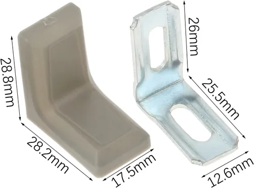 Miniatura 2 de dophee 20 soportes de esquina de metal en forma de L de 90 grados con cubierta de plástico, junta de esquina en ángulo recto para estantes, muebles