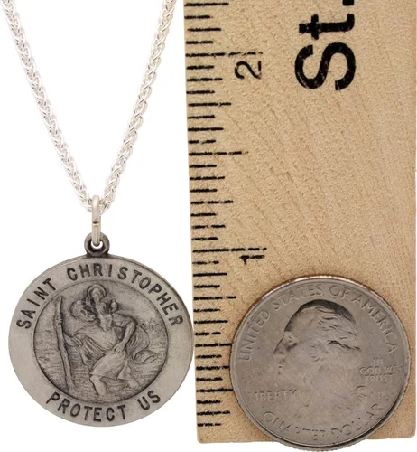 Miniatura 6 de Collar con medalla de St ChristopherMedallón de plata esterlina 925 y cadenaGrabado personalizadoCaja de regalo.