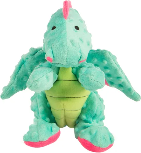 Miniatura 17 de goDog - Juguete de dragón de peluche chirriante para perro, tecnología Chew Guard, color azul claro, tamaño pequeño