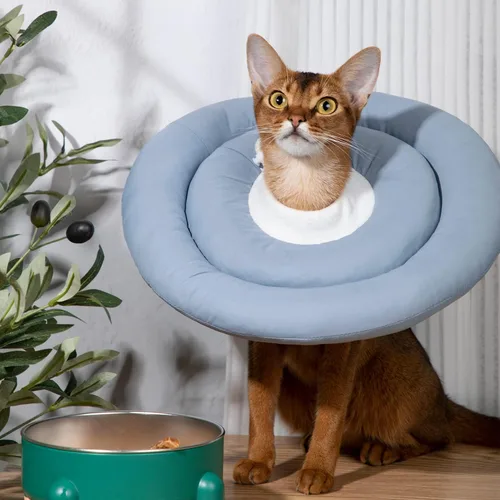 Miniatura 2 de Cómodo y ajustable cono de perro suave alternativo después de la cirugía – Collar isabelino de dona para gatos, perros medianos y perros pequeños