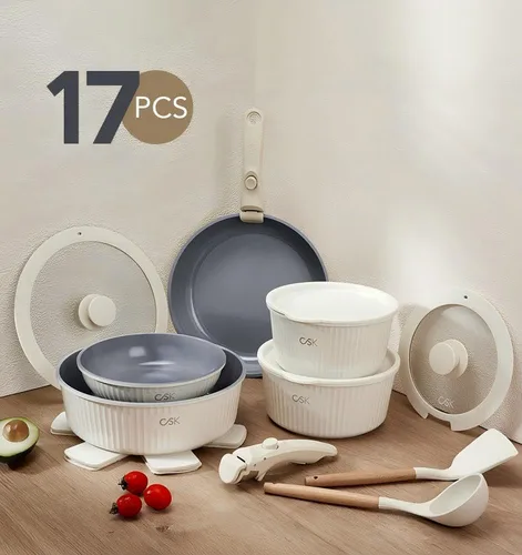 Miniatura 8 de KOCH SYSTEME CS Juego de ollas y sartenes antiadherentes, juego de utensilios de cocina de cerámica antiadherentes, mango desmontable, juego