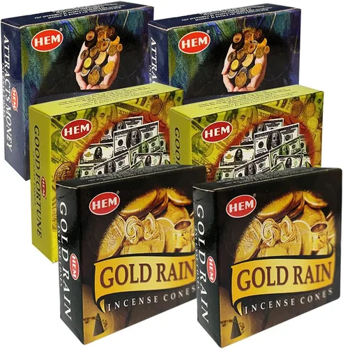 Miniatura 5 de Paquete variado de conos de incienso y soporte de lluvia dorada de Hem Trumiri Insense Insence Atracts Money Good Fortune