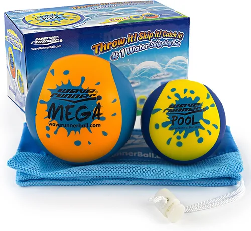 Miniatura 9 de Wave Runner Paquete de 2 pelotas de salto de agua, bolas de espuma suave para niños y adultos, rebota en el agua, juguetes de playa flotantes