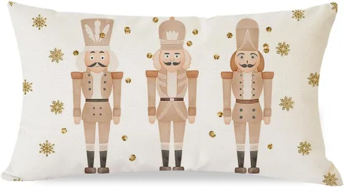 Miniatura 15 de PANDICORN - Funda de almohada decorativa de Cascanueces de Navidad 12x20 pulgadas, decoración de Navidad en negro con Cascanueces, cojín decorativo