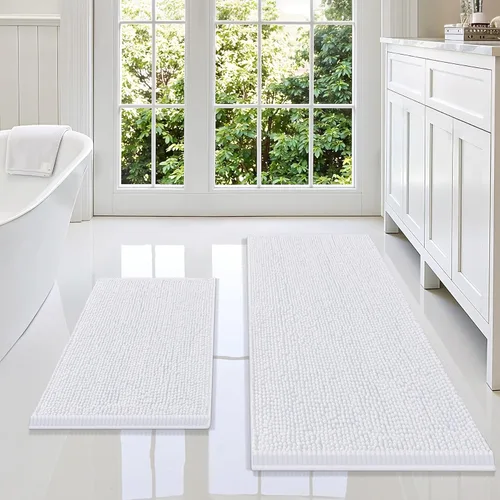 Miniatura 146 de Smiry Juego de 2 alfombras de baño, felpilla suave y absorbente, lavable a máquina, antideslizantes, para bañera, ducha y suelo