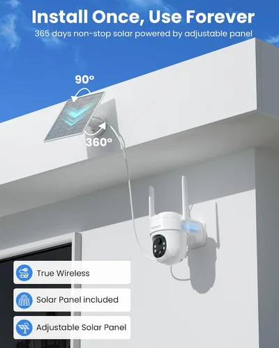 Miniatura 5 de VIZIUUY Cámaras de Seguridad Solar de 5MP Inalámbricas para Exteriores, Cámara de Seguridad para Exteriores WIFI6, Cámara PTZ de 360° Alimentada por