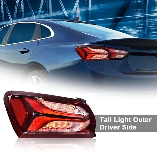 Miniatura 7 de G-PLUS Lámpara de luz trasera LED compatible con Chevy Malibu 2019 2020 2021 2022 Lámparas traseras para conductor, lente roja transparente