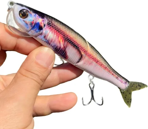 Miniatura 5 de Topwater - Señuelo de pesca artificial Bionic Wobbler, 5.5 pulgadas/1.02 onzas, simulación de hundimiento lento, cebo duro multiarticulado