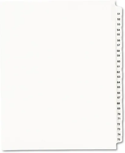 Avery Divisores legales, juegos estándar con cotejas, tamaño carta, pestañas laterales, 51-75 (01332)
