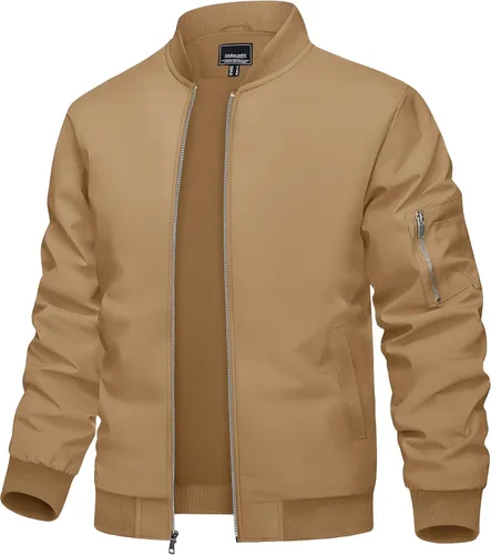 Miniatura 12 de TACVASEN Chaqueta bomber para hombre, ligera, casual, primavera, otoño, cortavientos, con cremallera y bolsillo