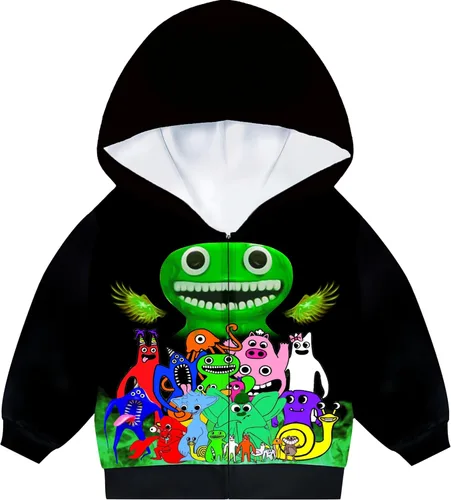 SHDEMY Boys Garten of Banban Hoodies Kids Cartoon Game Monster Zip Up Sweatshirt Horror Jacket Novelty Party Outfit