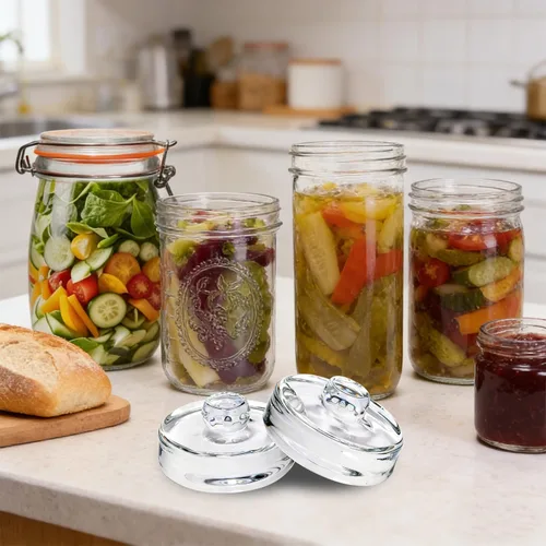 Miniatura 6 de Paquete de 4 pesos de fermentación con mango de fácil agarre, pesas de fermentación de vidrio para frascos Mason de boca ancha, kit de fermentación