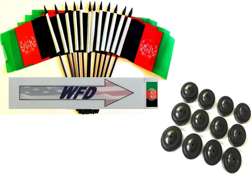 Paquete de 12 banderas de escritorio de oficina en miniatura de poliéster Afganistán de 4 x 6 pulgadas y pequeñas banderas de mesa, 1 docena de mini