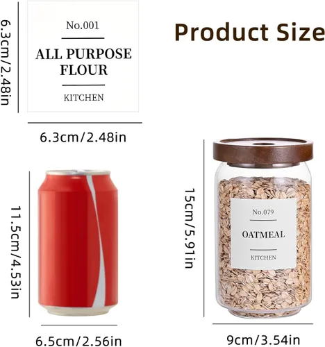 Miniatura 2 de Tzerotone Tarros de almacenamiento de cristal para despensa con tapa hermética de acacia, recipientes de cocina transparentes de 25 onzas con tapa 6