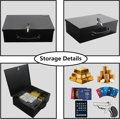 Miniatura 4 de Yuanshikj Caja Fuerte Ignífuga con Cerradura para Documentos, Cerradura de Acero de Seguridad con Asa de Transporte, para Artículos Personales