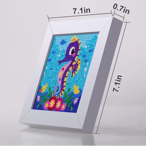 Miniatura 4 de Kits de pintura de diamantes 5D para niños, 7.1'' x 7.1'' pulgadas, marco de madera, artes y manualidades de diamantes para niños, pegatinas