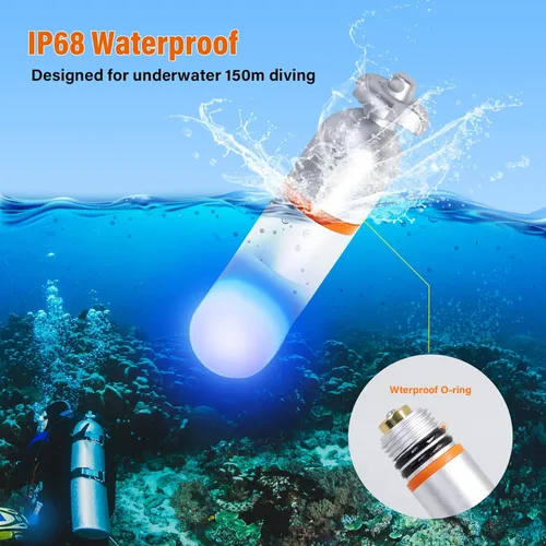 Miniatura 4 de ORCATORCH SD01PRO - Luz de señal de buceo brillante mejorada, luz de marcador de tanque sumergible con modos constantes y intermitentes, para buceo