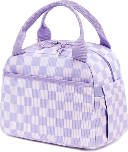 Miniatura 31 de Bluboon Bolsa de almuerzo para mujer, bonita bolsa de almuerzo de pana con correa para el hombro, reutilizable, aislada, gran capacidad