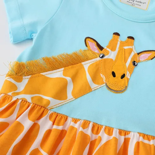 Miniatura 5 de RETSUGO Vestido acampanado para niñas pequeñas, lindo diseño de unicornio, arco iris, manga corta, casual, para fiesta de 1 a 8 años, Arco iris