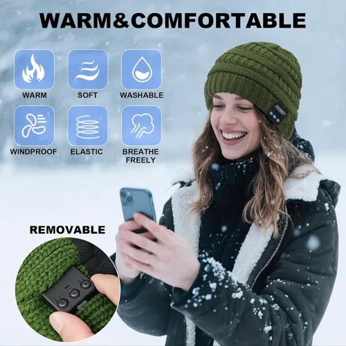 Miniatura 29 de Rotibox - Gorro inalámbrico con Bluetooth para deportes al aire libre, regalo de Navidad.