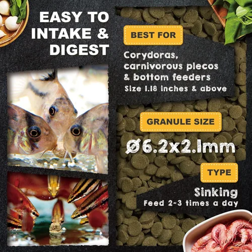 Miniatura 6 de Ultra Fresh Paquete de alimentos para pescado para alimentador de fondo, Pleco, Corydoras, bagre, verduras y pastel de camarones tropicales