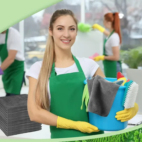 Miniatura 5 de Preboun Paquete de 300 paños de limpieza de microfibra de 12 x 16 pulgadas, multiusos, reutilizables, lavables, toallas absorbentes para casa, Gris