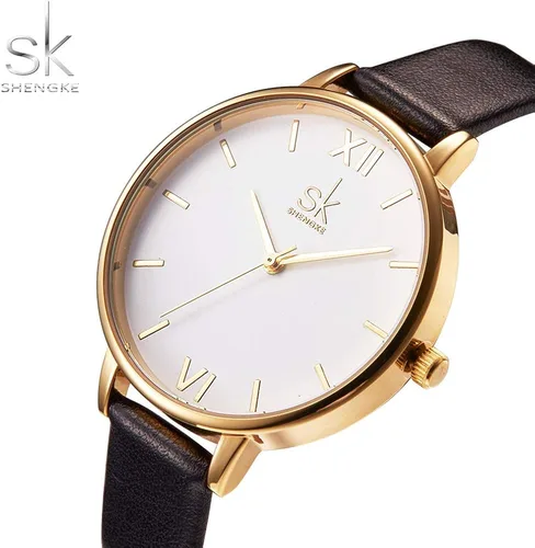 Miniatura 2 de SK - Reloj de pulsera para mujer, correa de piel, de cuarzo, reloj de lujo japonés de cuarzo.