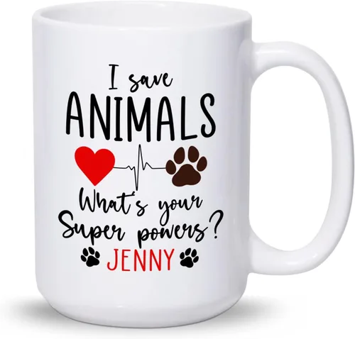 Miniatura 15 de Taza veterinaria personalizada, taza veterinaria de cuidado de animales, regalos para veterinarios, taza con nombre personalizado de veterinario