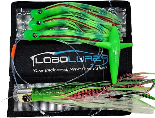 Lobo Lures #200 LUMO Bigeye Super Glow Slayer - Cadena de margaritas mágicas pelágicas, marlin y atún, señuelo de arrastre de uretano fabricado en