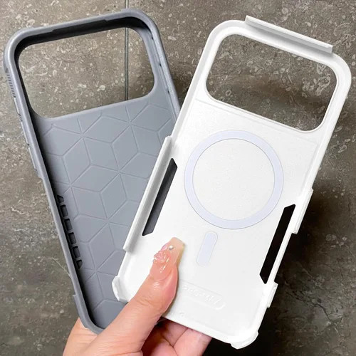 Miniatura 8 de Funda magnética para iPhone 17 Pro, compatible con Magsafe, lindo estampado de leopardo blanco guepardo, resistente, resistente, protección