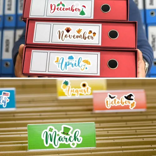 Miniatura 3 de Epakh 12 hojas de calcomanías para planificador mensual, calcomanías de diario con pinzas para codo, calcomanías creativas para calendarios