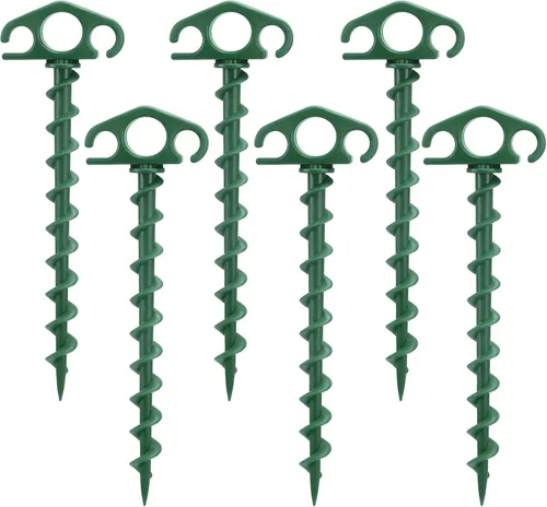 Estacas de Anclaje para Tienda de Campaña Atornillables, Paquete de 6 Estacas de Arena para Playa de 9.4 Pulgadas, Clavijas Espirales Resistentes