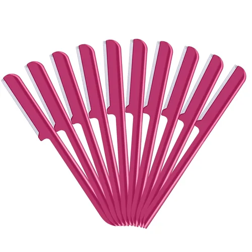 Miniatura 12 de 10 piezas de maquinilla de afeitar de cejas para mujer, afeitadora facial, moldeador de cejas, herramienta de modelado con cubierta (negro)