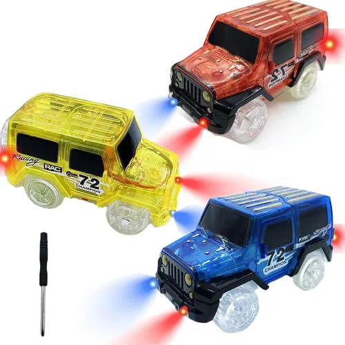 Pistas de coches de repuesto con luz LED, juguetes de coches que brillan en la oscuridad, pistas de carreras de coches compatibles con juguetes de