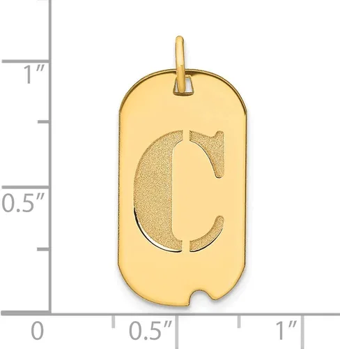 Miniatura 3 de Colgante de etiqueta de perro con letra C de oro amarillo sólido de 14 quilates, Metal