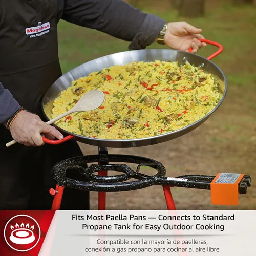 Miniatura 3 de Magefesa Quemador de gas propano para exteriores de 12 pulgadas, acero esmaltado reforzado resistente, se adapta a paellas de hasta 15 pulgadas