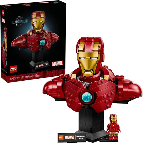 LEGO Marvel Iron Man MK4 Bust - Kit de construcción para adultos, a partir de 18 años, incluye minifigura de Iron Man, modelo coleccionable para