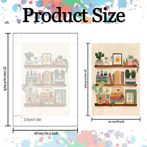 Miniatura 3 de Aihonmin Estantería 6 Pack Pintar por Números para Adultos Libros Pintura DIY sobre Lienzo con Pinceles Pigmento Manualidades DIY Pintura Acrílica