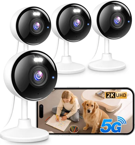 Cámaras 2K para seguridad del hogar, cámara de seguridad WiFi 5G y 2.4G para interiores y exteriores, para bebé, mascota, perro, gato, niñera, audio