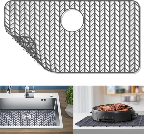 AWOKE Protectores de fregadero para fregadero de cocina, alfombrilla protectora de fregadero de cocina - 28.4"x15.2" Alfombrilla plegable