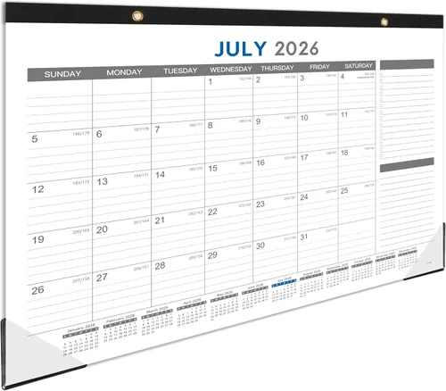Calendario de escritorio 2026, enero de 2026 a diciembre de 2026, calendario de 12 meses con protectores de esquina negros, 17 x 12 pulgadas,