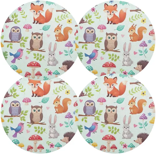 Miniatura 2 de Cute Animals Table Placemat, Washable Place Mat Heat Resistant for Kitchen one sizex4