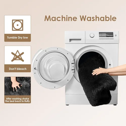 Miniatura 6 de EHEYCIGA Cama Esponjosa para Jaula de Perros Grandes, Almohadilla de Jaula de Piel Sintética Afelpada, Cama Calmante Anti-Ansiedad para Perros Negro