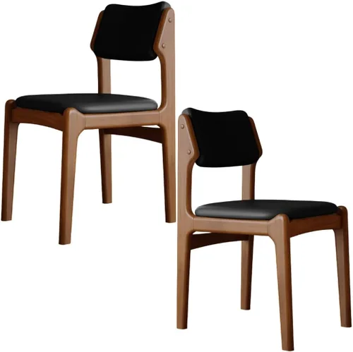 Miniatura 12 de YVYKFZD Wooden Dining Chairs Set, Leather Dining Room Chair with Back, Upholstered Kitchen Chairs, Armless Living Room Chair, for Bedroom Offices