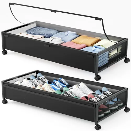 Miniatura 9 de Almacenamiento Debajo de la Cama con Ruedas, 1 Paquete Contenedores de Almacenamiento Debajo de la Cama, Almacenamiento de Zapatos Debajo de la Cama