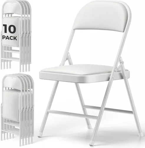 Miniatura 17 de Paquete de 2 sillas plegables, sillas de comedor plegables de piel sintética con asiento y respaldo acolchados, juego de sillas plegables