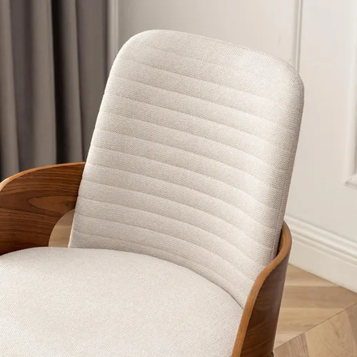 Miniatura 7 de Sillas de comedor, sillas de cocina modernas de mediados de siglo, sillas decorativas tapizadas de tela beige, patas de metal, sillas de escritorio