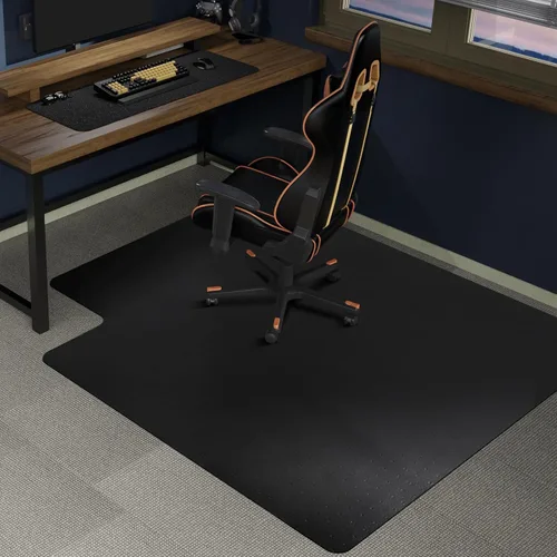 SALLOUS Tapete para silla de oficina para alfombra, 45" x 53" tapete resistente para sillas para suelos alfombrados, tapete antideslizante con borde